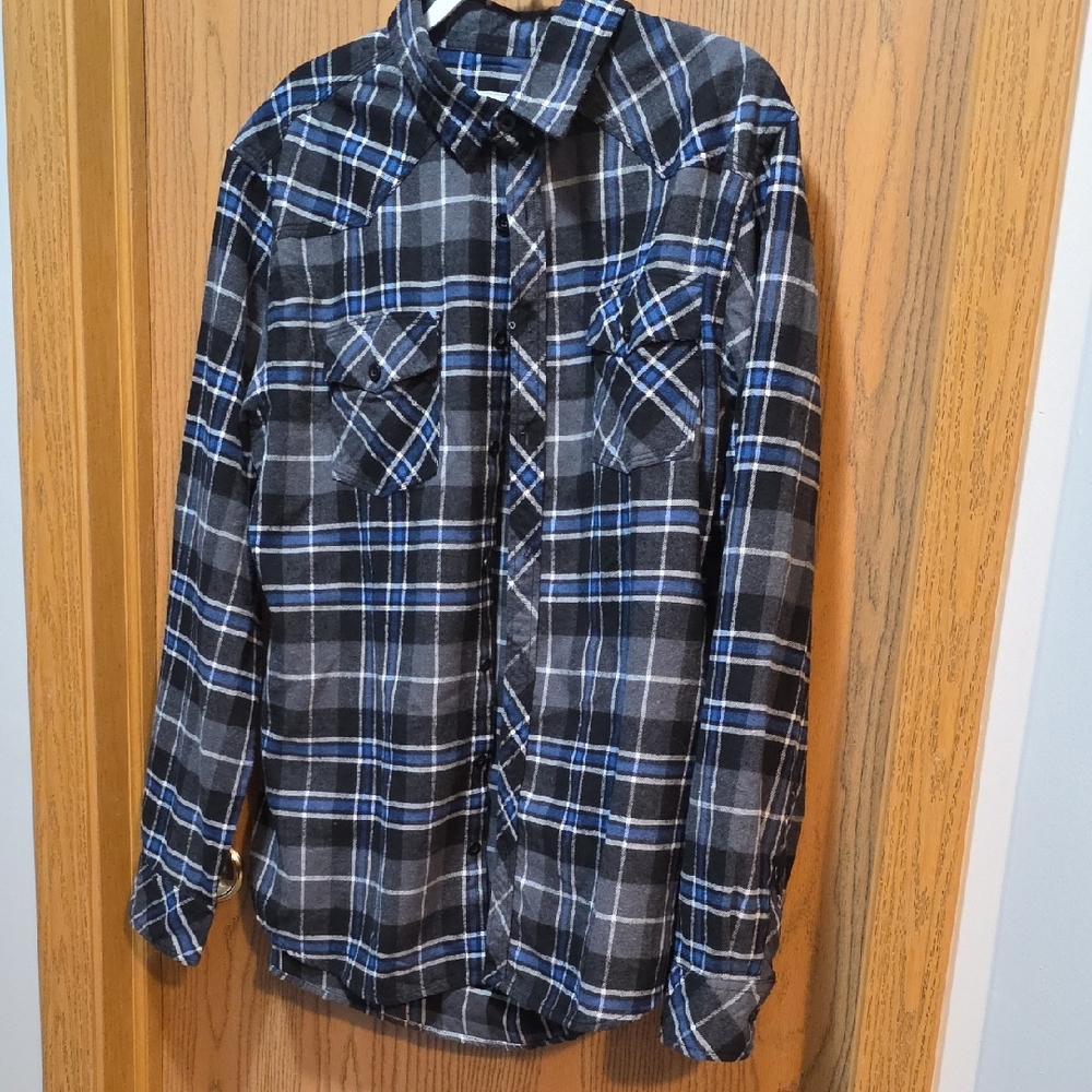 Reclaimed Vintage Black and Blue Plaid Shirt